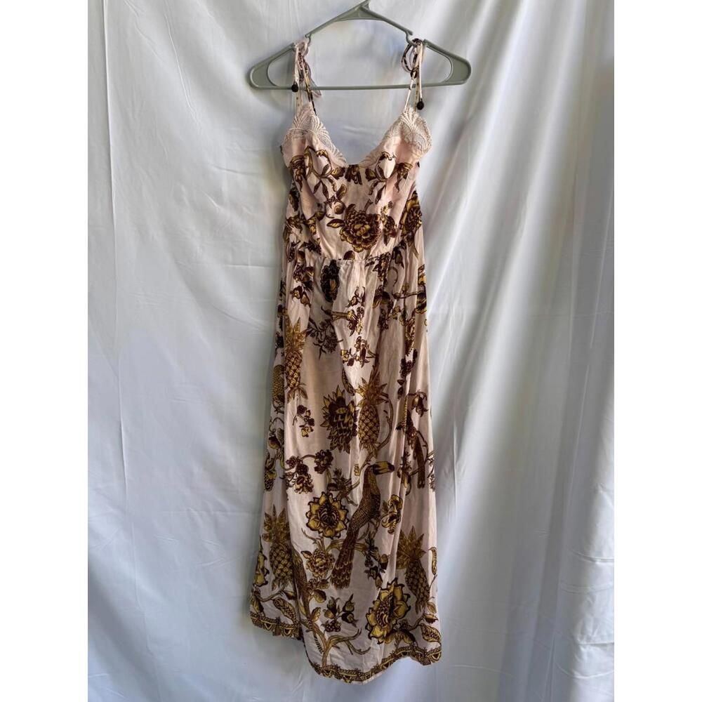 FARM Rio Tropical Pink Laces Midi Dress Size M (Small Stain) - Picture 3 of 7